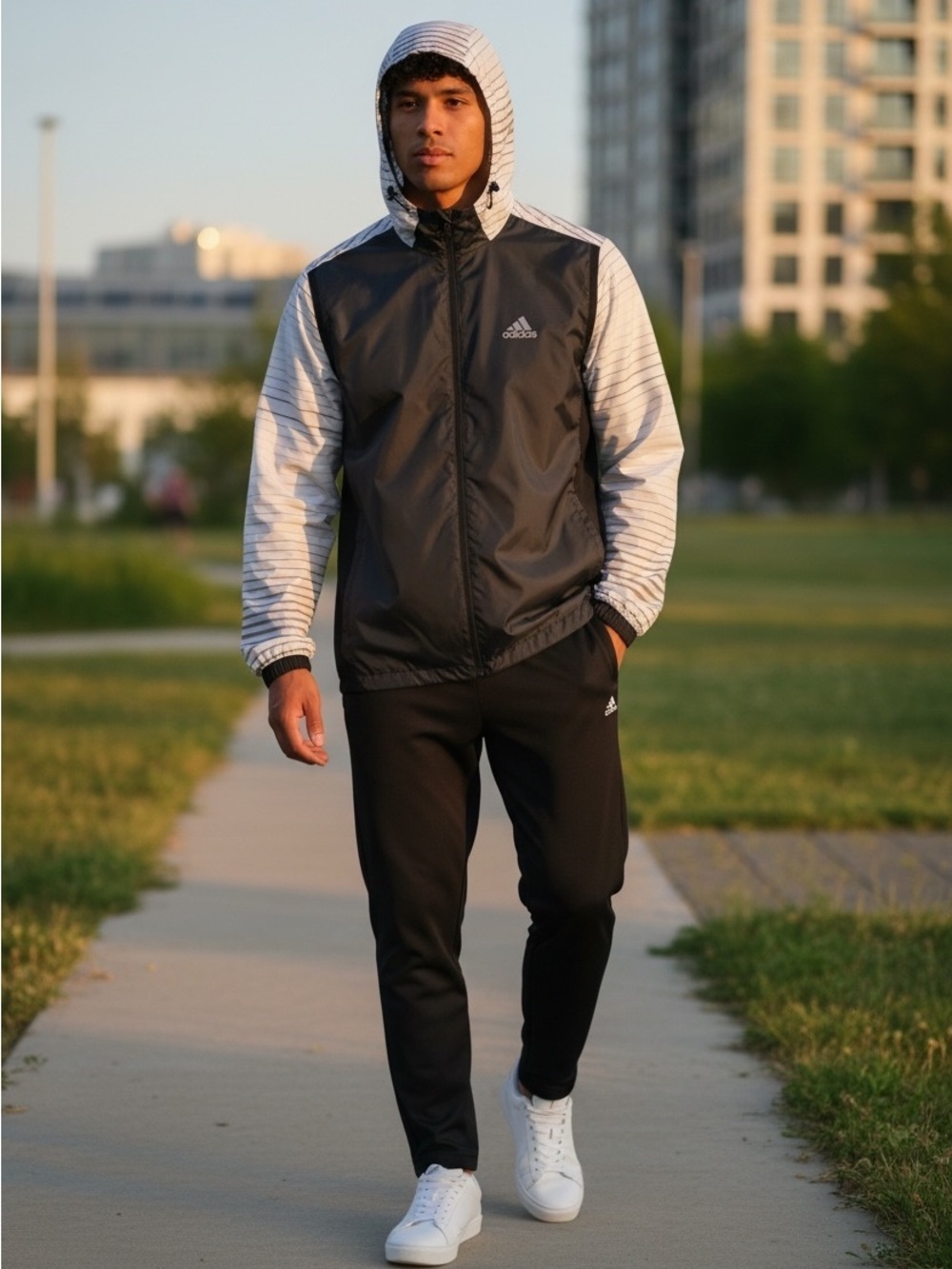 Adidas Climastorm Men's Hooded Windbreaker Jacket